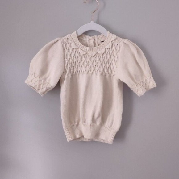 Misha And Puff Other - Misha & Puff Short Puff Sleeve Sweater Knit Cream Pima Cotton Top